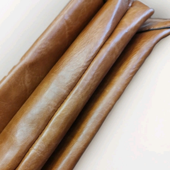 Designer Inspired Tan Leather Look Flap Messenger Bag NWT Wide X Body Strap - Picture 5 of 12